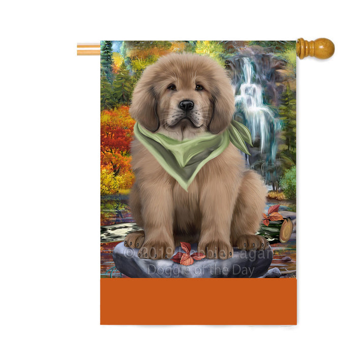 Personalized Scenic Waterfall Tibetan Mastiff Dog Custom House Flag FLG-DOTD-A60912