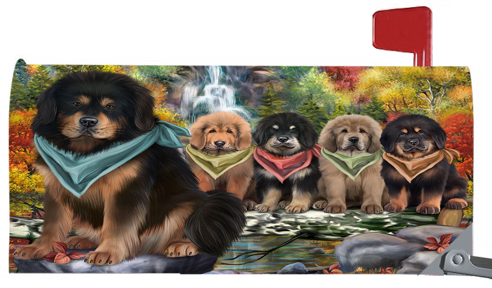 Scenic Waterfall Tibetan Mastiff Dogs Magnetic Mailbox Cover MBC48763