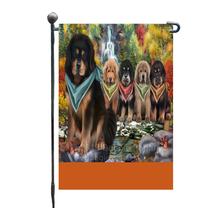 Personalized Scenic Waterfall Tibetan Mastiff Dogs Custom Garden Flags GFLG-DOTD-A60852