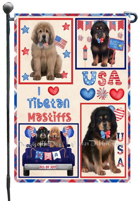 4th of July Independence Day I Love USA Tibetan Mastiff Dogs Garden Flag GFLG66947
