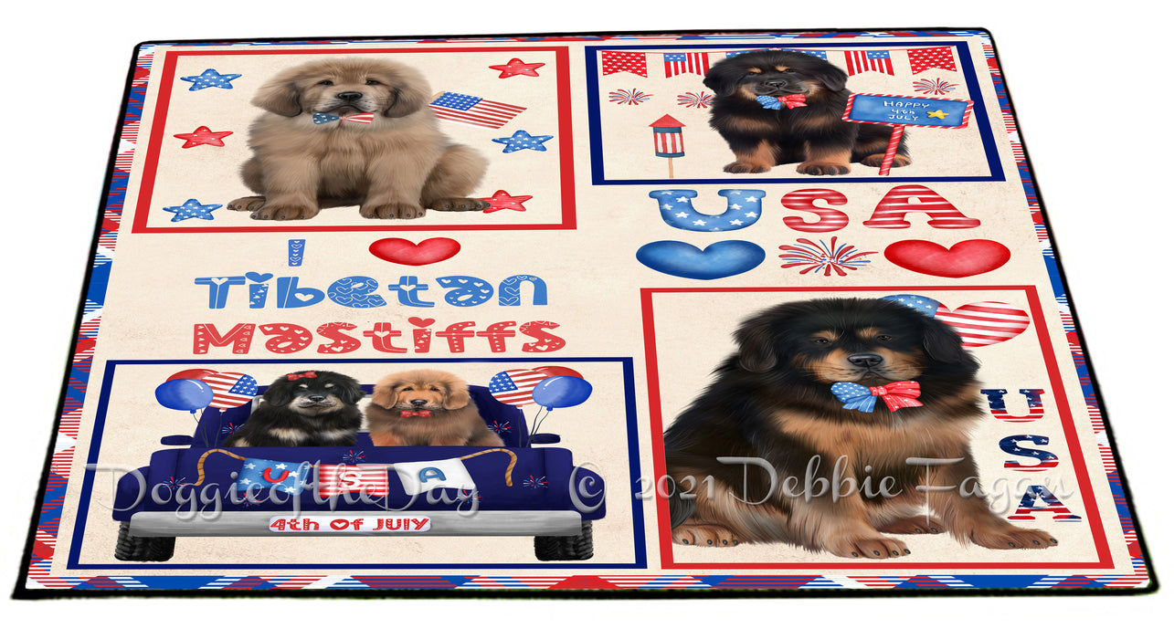 4th of July Independence Day I Love USA Tibetan Mastiff Dogs Floormat FLMS56347 Floormat FLMS56347
