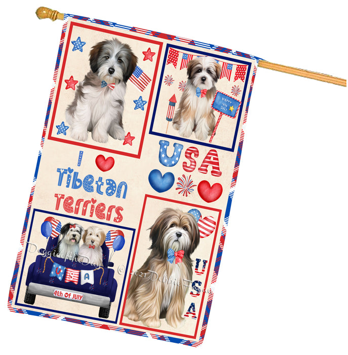 4th of July Independence Day I Love USA Tibetan Terrier Dogs House flag FLG67004