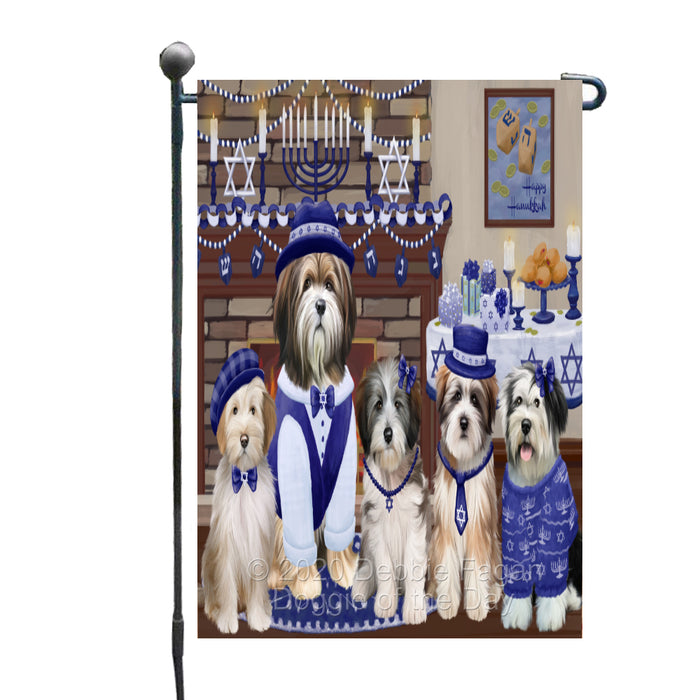 Happy Hanukkah Family Tibetan Terrier Dogs Garden Flag GFLG65784