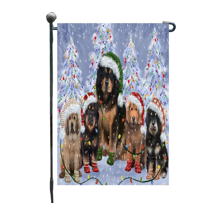 Christmas Lights and Tibetan Mastiff Dogs Garden Flags- Outdoor Double Sided Garden Yard Porch Lawn Spring Decorative Vertical Home Flags 12 1/2"w x 18"h