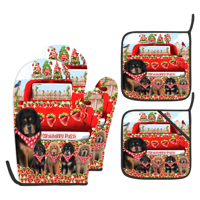 Tibetan Mastiff Oven Mitts and Pot Holder Set, Explore a Variety of Personalized Designs, Custom, Kitchen Gloves for Cooking with Potholders, Pet and Dog Gift Lovers