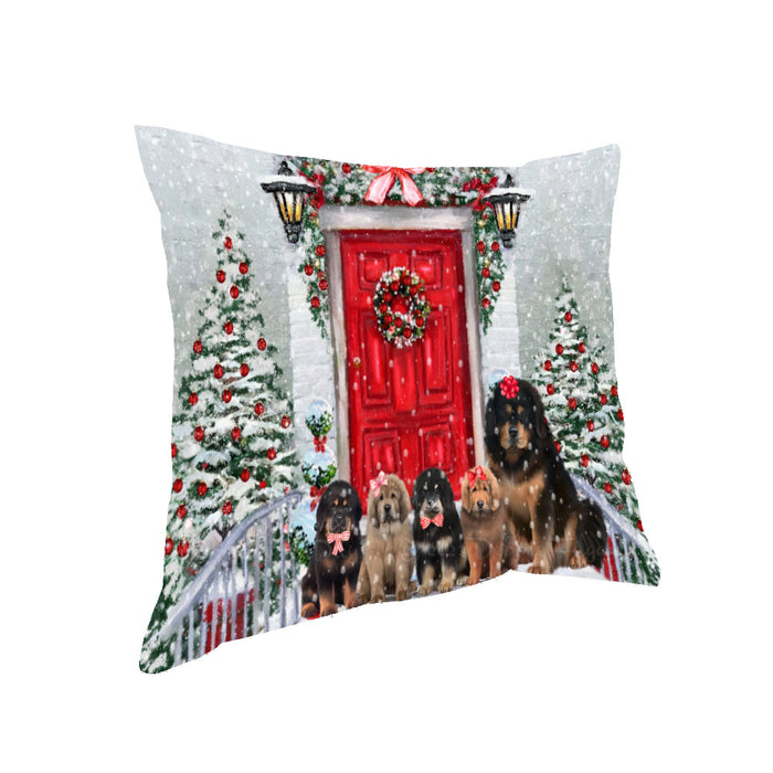 Christmas Holiday Welcome Tibetan Mastiff Dogs Pillow with Top Quality High-Resolution Images - Ultra Soft Pet Pillows for Sleeping - Reversible & Comfort - Ideal Gift for Dog Lover - Cushion for Sofa Couch Bed - 100% Polyester