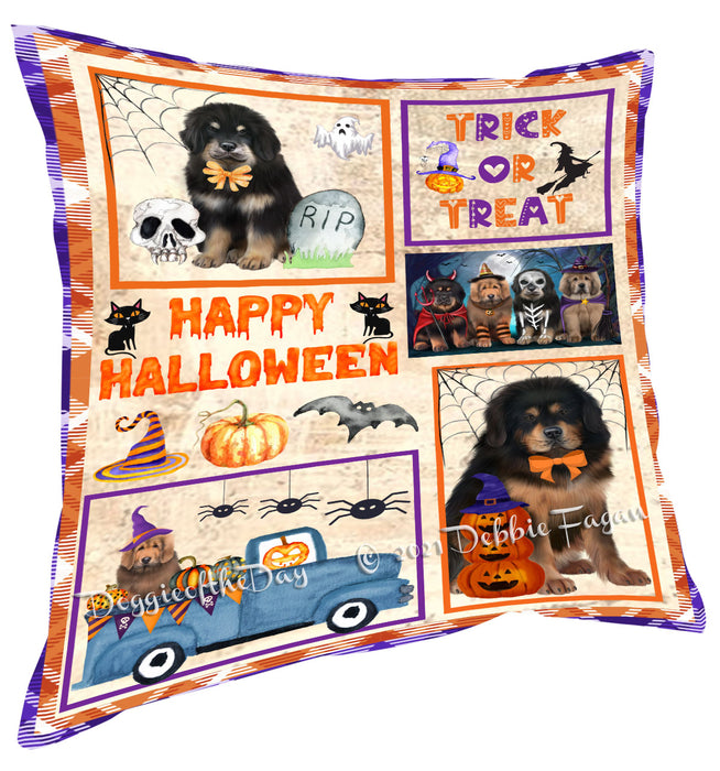 Happy Halloween Trick or Treat Tibetan Mastiff Dogs Pillow with Top Quality High-Resolution Images - Ultra Soft Pet Pillows for Sleeping - Reversible & Comfort - Ideal Gift for Dog Lover - Cushion for Sofa Couch Bed - 100% Polyester, PILA88393