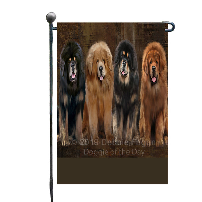 Personalized Rustic 4 Tibetan Mastiff Dogs Custom Garden Flag GFLG63360
