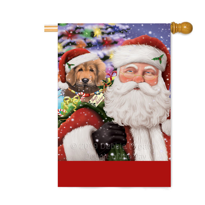 Personalized Santa Carrying Tibetan Mastiff Dog and Christmas Presents Custom House Flag FLG-DOTD-A63541