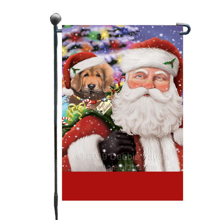 Personalized Santa Carrying Tibetan Mastiff Dog and Christmas Presents Custom Garden Flag GFLG63850