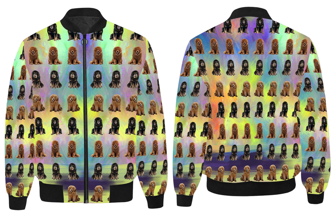 Paradise Wave Tibetan Mastiff Dogs All Over Print Quilted Bomber Men's Jacket