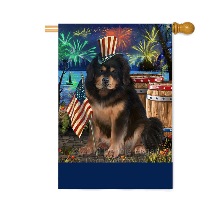 Personalized 4th of July Firework Tibetan Mastiff Dog Custom House Flag FLG-DOTD-A58180