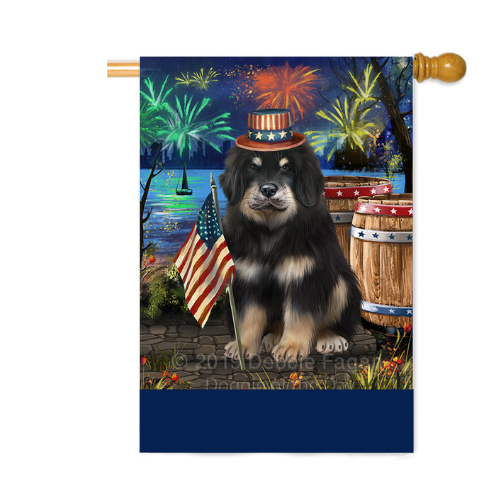 Personalized 4th of July Firework Tibetan Mastiff Dog Custom House Flag FLG-DOTD-A58181