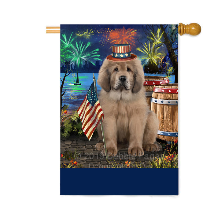 Personalized 4th of July Firework Tibetan Mastiff Dog Custom House Flag FLG-DOTD-A58183