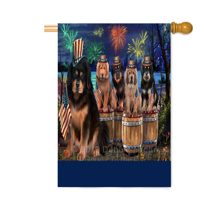 Personalized 4th of July Firework Tibetan Mastiff Dogs Custom House Flag FLG-DOTD-A58184