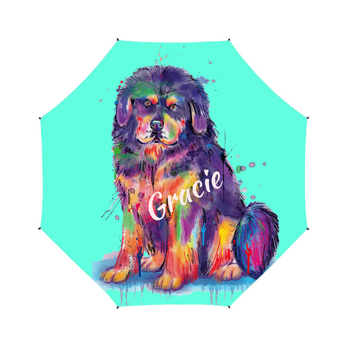 Custom Pet Name Personalized Watercolor Tibetan Mastiff DogSemi-Automatic Foldable Umbrella