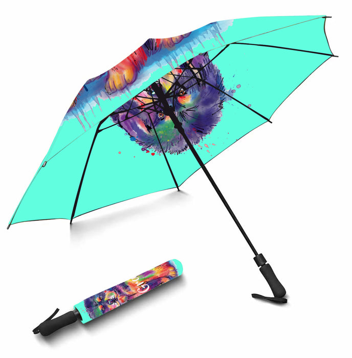 Custom Pet Name Personalized Watercolor Tibetan Mastiff DogSemi-Automatic Foldable Umbrella
