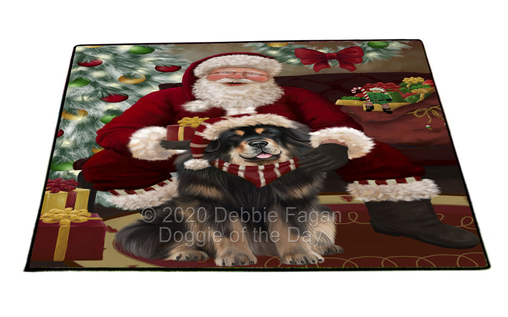 Santa's Christmas Surprise Tibetan Mastiff Dog Indoor/Outdoor Welcome Floormat - Premium Quality Washable Anti-Slip Doormat Rug FLMS57586