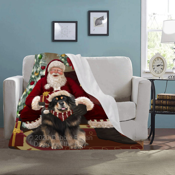 Santa's Christmas Surprise Tibetan Mastiff Dog Blanket BLNKT142443