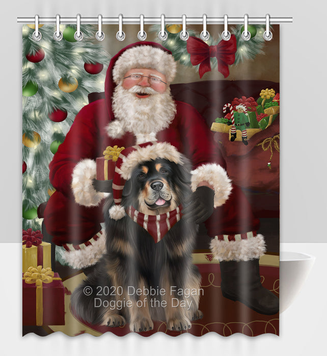 Santa's Christmas Surprise Tibetan Mastiff Dog Shower Curtain Bathroom Accessories Decor Bath Tub Screens SC281
