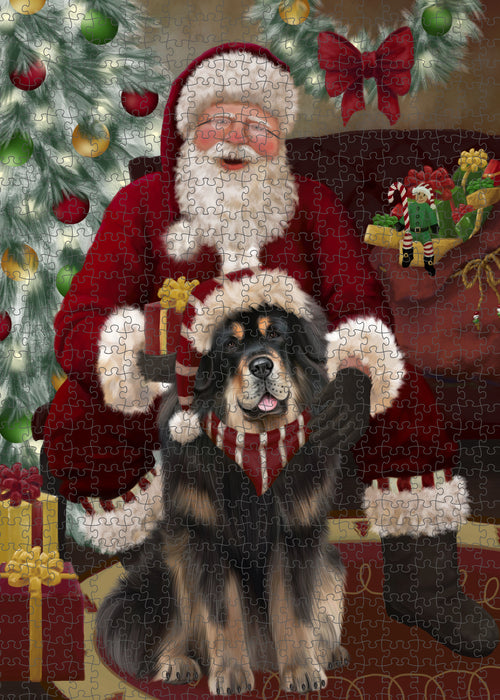 Santa's Christmas Surprise Tibetan Mastiff Dog Puzzle with Photo Tin PUZL100984
