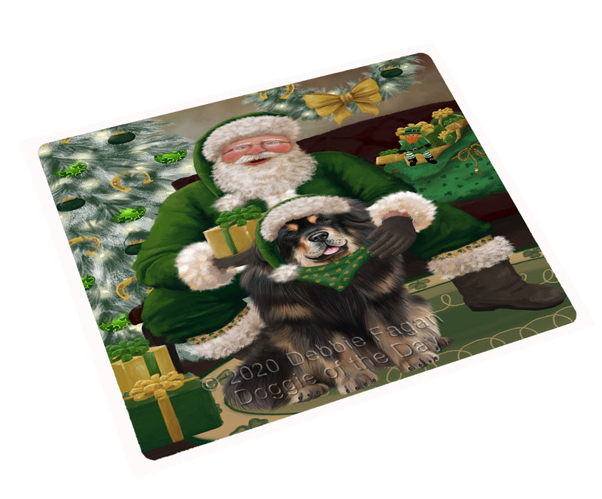 Christmas Irish Santa with Gift and Tibetan Mastiff Dog Cutting Board - Easy Grip Non-Slip Dishwasher Safe Chopping Board Vegetables C78472