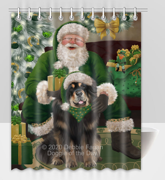 Christmas Irish Santa with Gift and Tibetan Mastiff Dog Shower Curtain Bathroom Accessories Decor Bath Tub Screens SC183