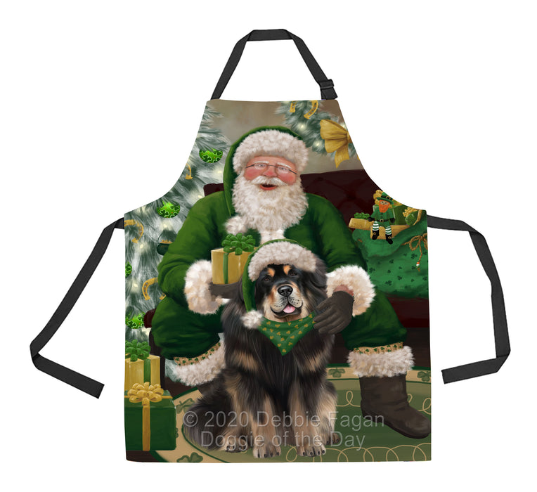Christmas Irish Santa with Gift and Tibetan Mastiff Dog Apron Apron-48349