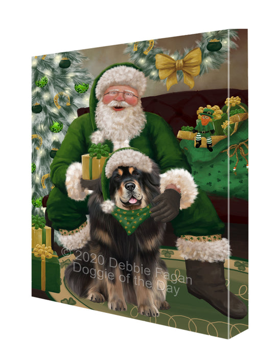 Christmas Irish Santa with Gift and Tibetan Mastiff Dog Canvas Print Wall Art Décor CVS148103