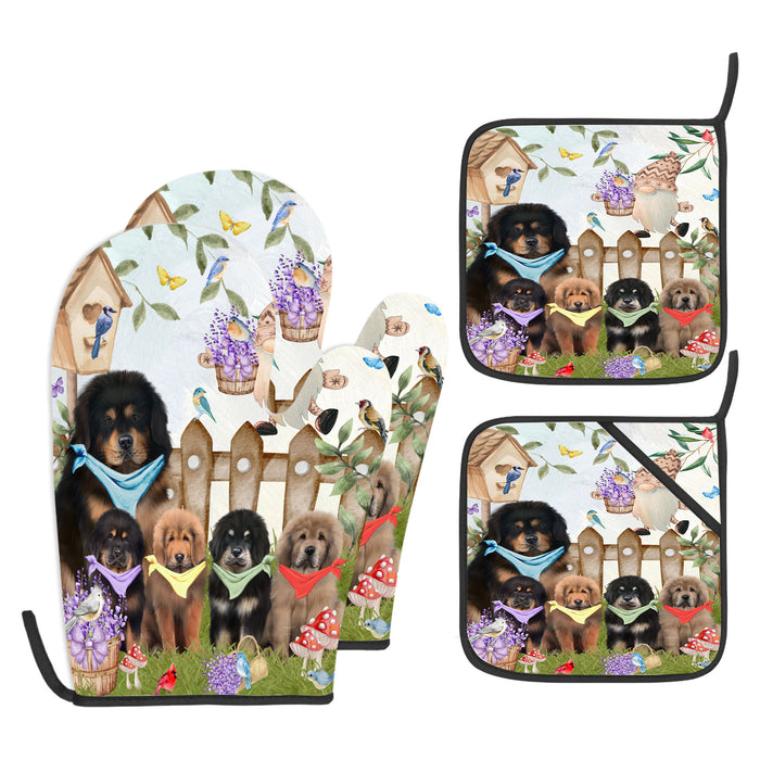 Tibetan Mastiff Oven Mitts and Pot Holder Set: Explore a Variety of Designs, Custom, Personalized, Kitchen Gloves for Cooking with Potholders, Gift for Dog Lovers