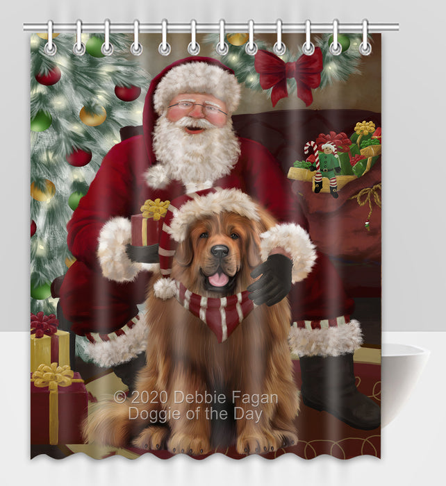 Santa's Christmas Surprise Tibetan Mastiff Dog Shower Curtain Bathroom Accessories Decor Bath Tub Screens SC282