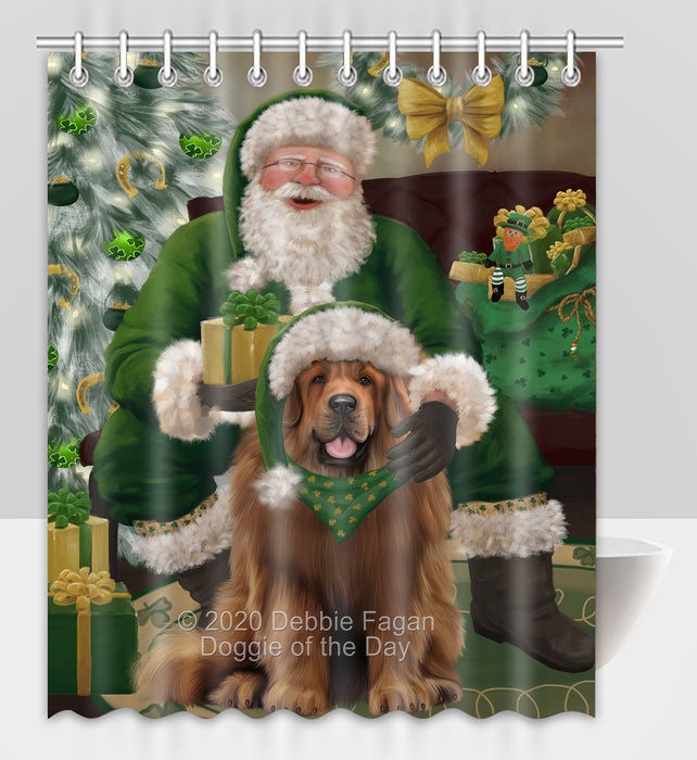 Christmas Irish Santa with Gift and Tibetan Mastiff Dog Shower Curtain Bathroom Accessories Decor Bath Tub Screens SC184