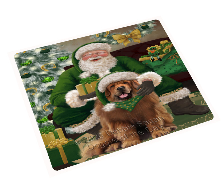 Christmas Irish Santa with Gift and Tibetan Mastiff Dog Cutting Board - Easy Grip Non-Slip Dishwasher Safe Chopping Board Vegetables C78475