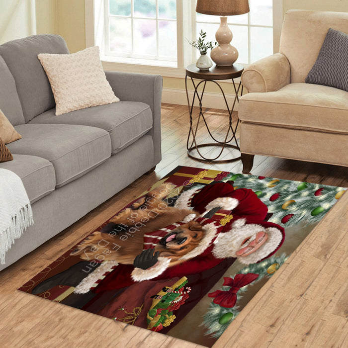 Santa's Christmas Surprise Tibetan Mastiff Dog Polyester Living Room Carpet Area Rug ARUG67860
