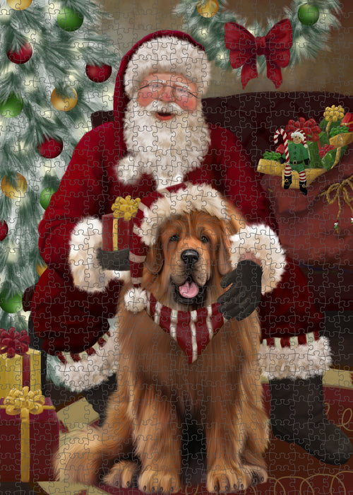 Santa's Christmas Surprise Tibetan Mastiff Dog Puzzle with Photo Tin PUZL100988