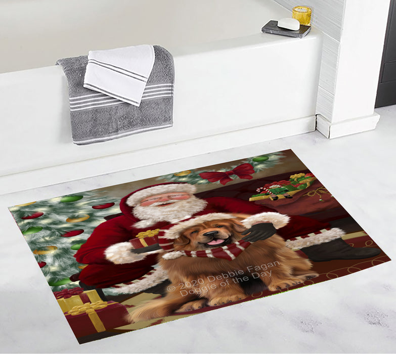 Santa's Christmas Surprise Tibetan Mastiff Dog Bathroom Rugs with Non Slip Soft Bath Mat for Tub BRUG55627