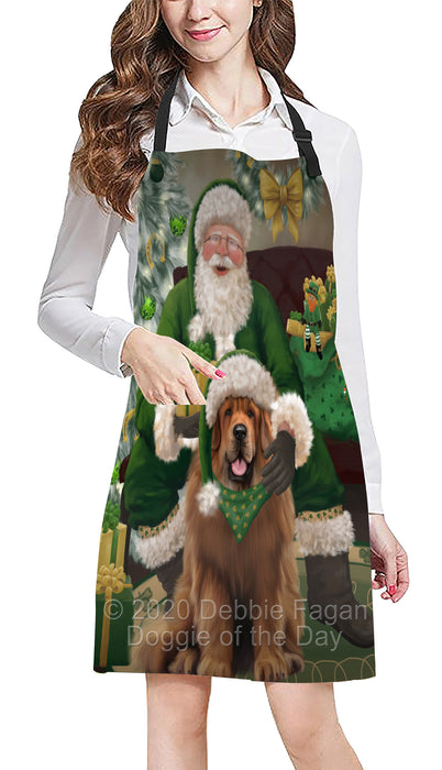 Christmas Irish Santa with Gift and Tibetan Mastiff Dog Apron Apron-48350