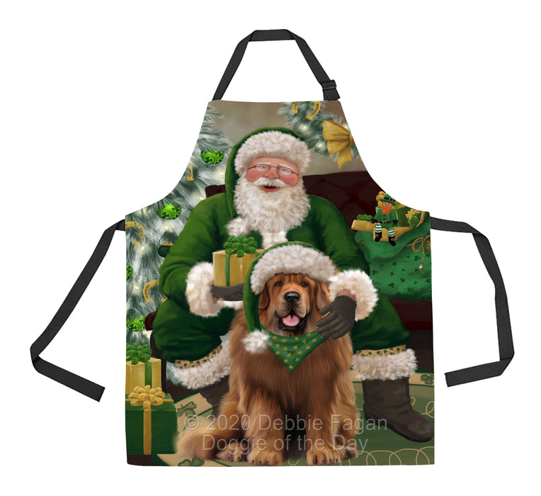 Christmas Irish Santa with Gift and Tibetan Mastiff Dog Apron Apron-48350