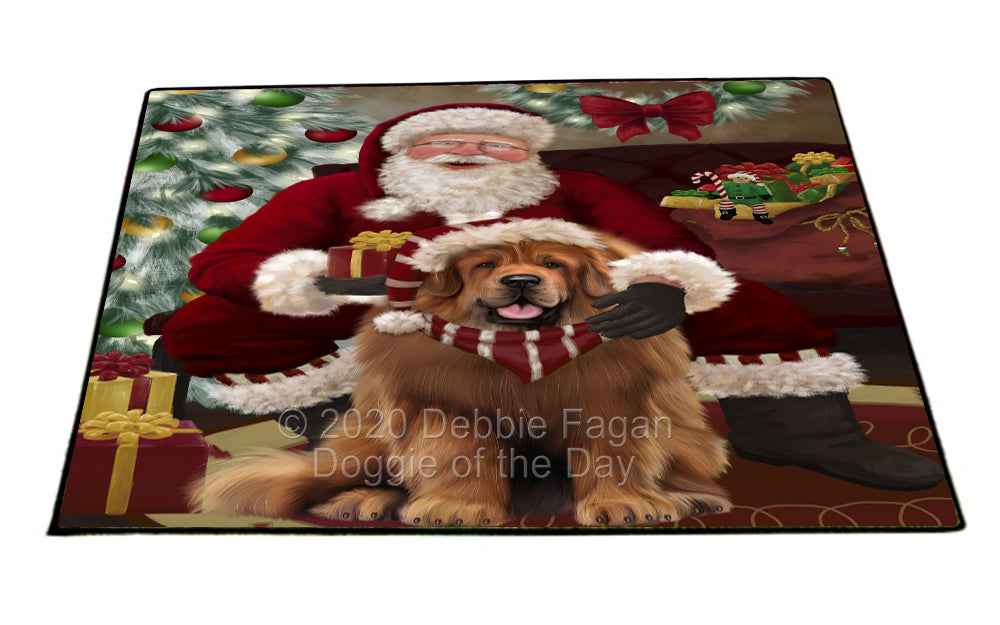 Santa's Christmas Surprise Tibetan Mastiff Dog Indoor/Outdoor Welcome Floormat - Premium Quality Washable Anti-Slip Doormat Rug FLMS57589