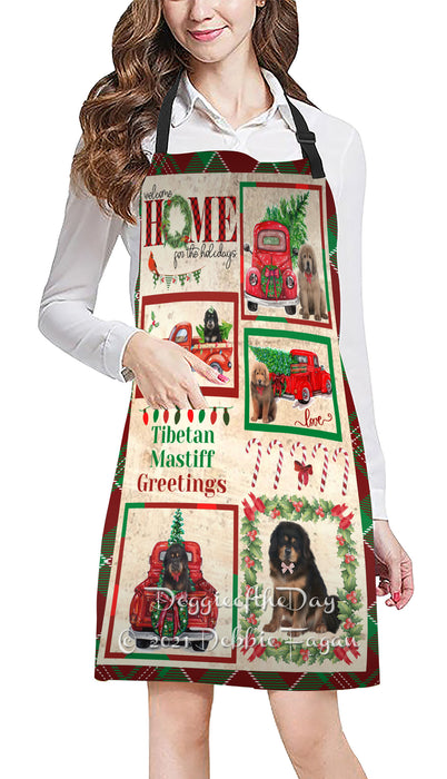 Welcome Home for Holidays Tibetan Mastiff Dogs Apron Apron48457