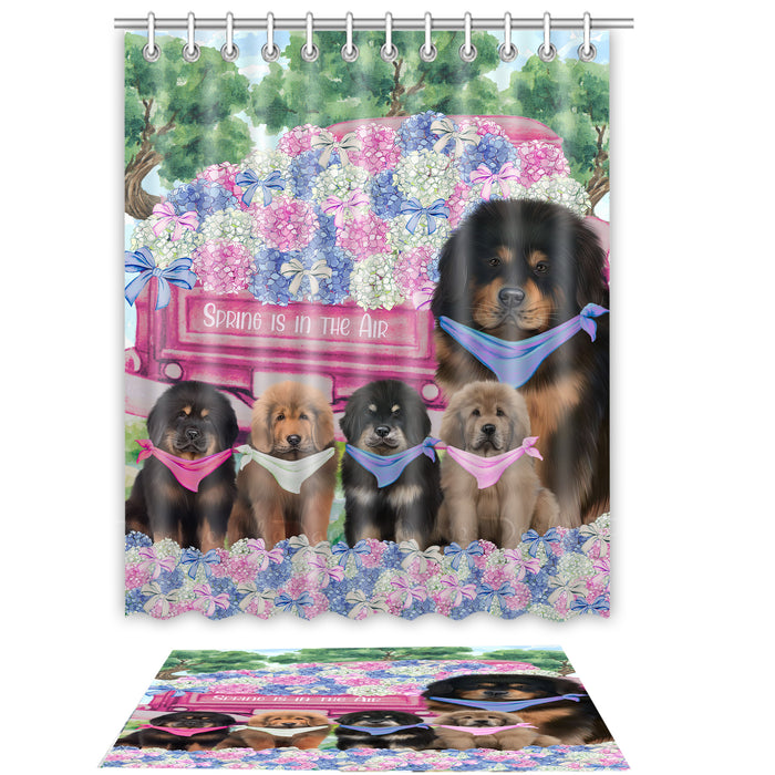 Tibetan Mastiff Shower Curtain with Bath Mat Combo: Curtains with hooks and Rug Set Bathroom Decor, Custom, Explore a Variety of Designs, Personalized, Pet Gift for Dog Lovers
