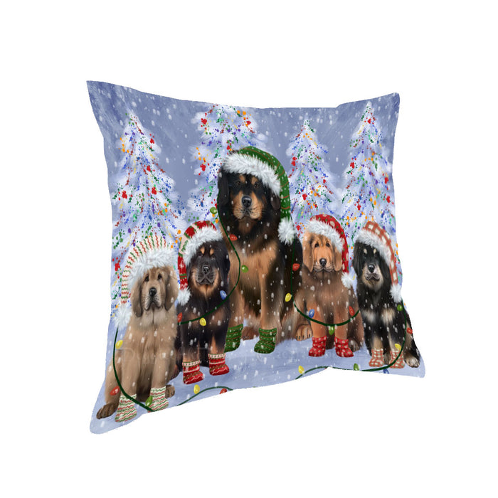 Christmas Lights and Tibetan Mastiff Dogs Pillow with Top Quality High-Resolution Images - Ultra Soft Pet Pillows for Sleeping - Reversible & Comfort - Ideal Gift for Dog Lover - Cushion for Sofa Couch Bed - 100% Polyester