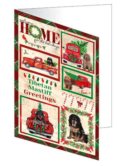 Welcome Home for Christmas Holidays Tibetan Mastiff Dogs Handmade Artwork Assorted Pets Greeting Cards and Note Cards with Envelopes for All Occasions and Holiday Seasons GCD76313