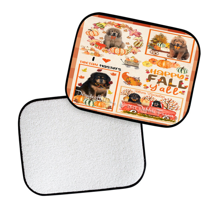 Happy Fall Y'all Pumpkin Tibetan Mastiff Dogs Polyester Anti-Slip Vehicle Carpet Car Floor Mats CFM49336