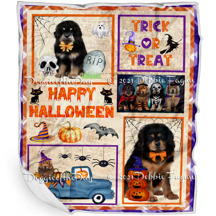 Happy Halloween Trick or Treat Tibetan Mastiff Dogs Blanket BLNKT143794