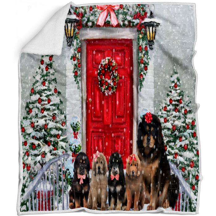 Christmas Holiday Welcome Tibetan Mastiff Dogs Blanket - Lightweight Soft Cozy and Durable Bed Blanket - Animal Theme Fuzzy Blanket for Sofa Couch