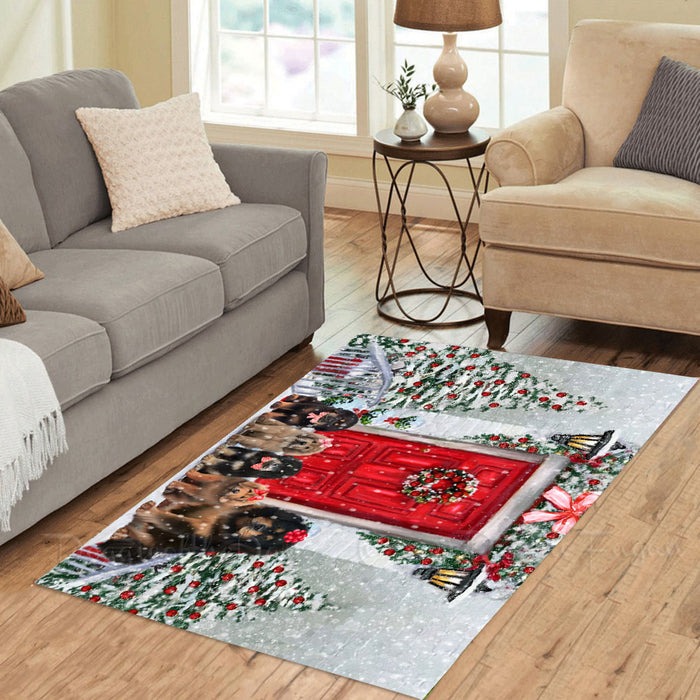 Christmas Holiday Welcome Tibetan Mastiff Dogs Area Rug - Ultra Soft Cute Pet Printed Unique Style Floor Living Room Carpet Decorative Rug for Indoor Gift for Pet Lovers