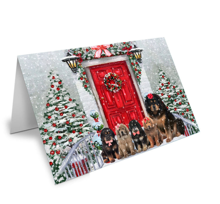 Christmas Holiday Welcome Tibetan Mastiff Dog Handmade Artwork Assorted Pets Greeting Cards and Note Cards with Envelopes for All Occasions and Holiday Seasons