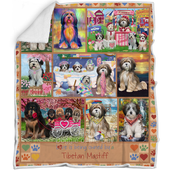 Love is Being Owned Tibetan Mastiff Dog Beige Blanket BLNKT137964