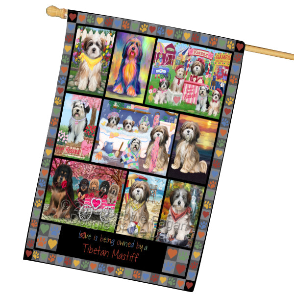 Love is Being Owned Tibetan Mastiff Dog Grey House Flag FLG65543